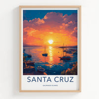 Santa Cruz Poster - Ecuador Travel Art - Vibrant Sunset Harbor Wall Decor