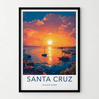 Santa Cruz Poster - Ecuador Travel Art - Vibrant Sunset Harbor Wall Decor