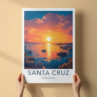 Santa Cruz Poster - Ecuador Travel Art - Vibrant Sunset Harbor Wall Decor