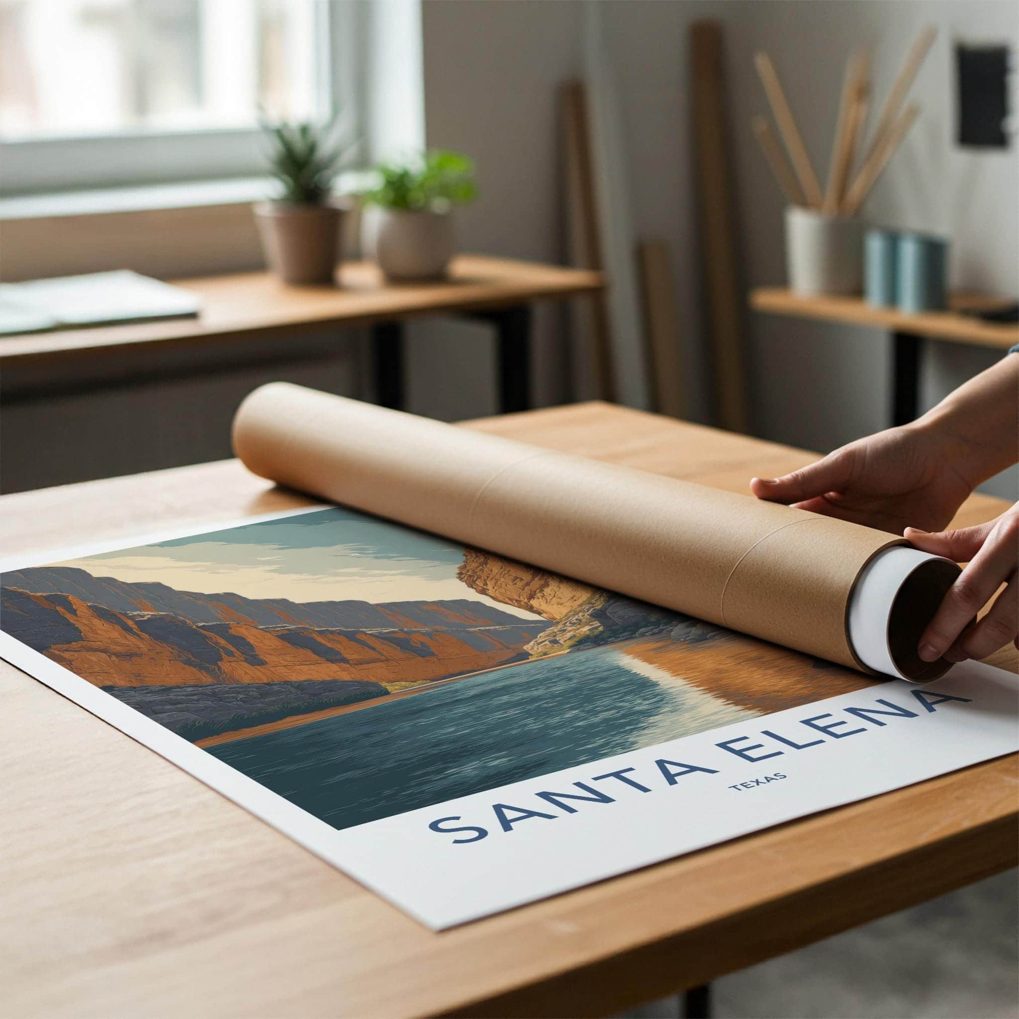 Santa Elena Poster - Texas Travel Art - Canyon River Flow Home Decor