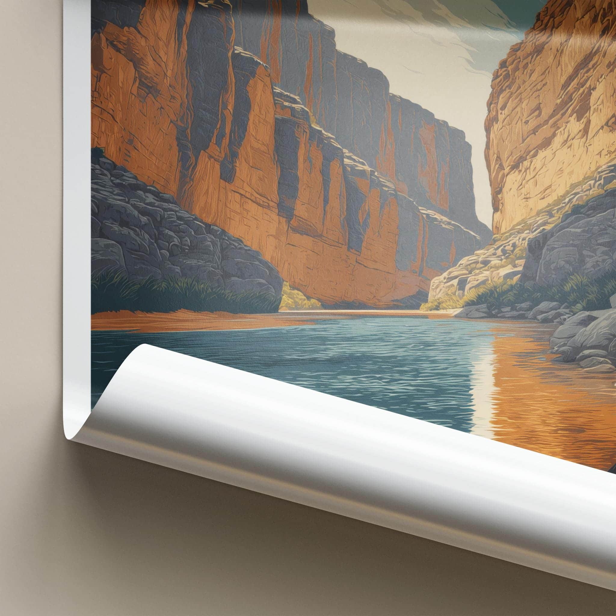 Santa Elena Poster - Texas Travel Art - Canyon River Flow Home Decor