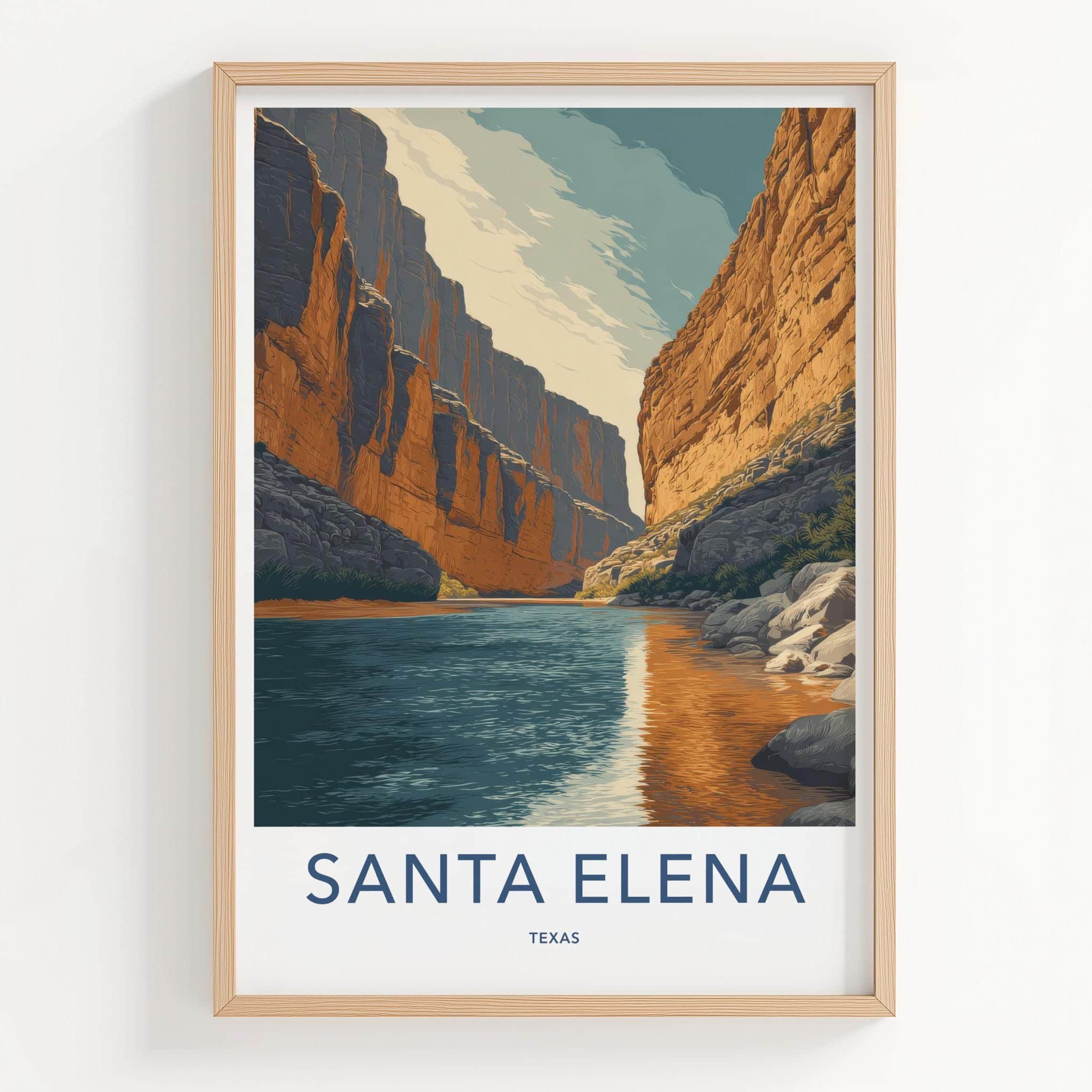 Santa Elena Poster - Texas Travel Art - Canyon River Flow Home Decor
