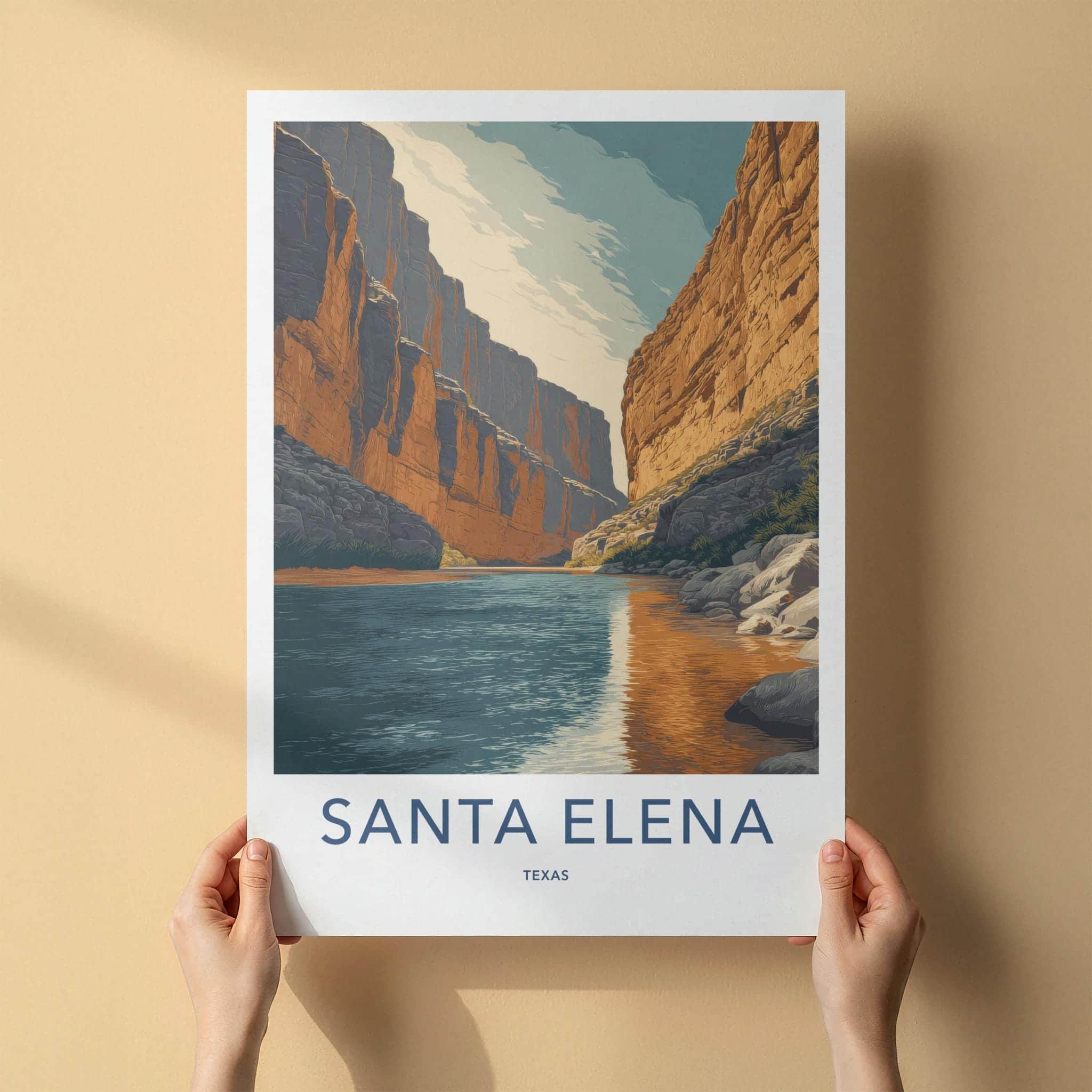 Santa Elena Poster - Texas Travel Art - Canyon River Flow Home Decor