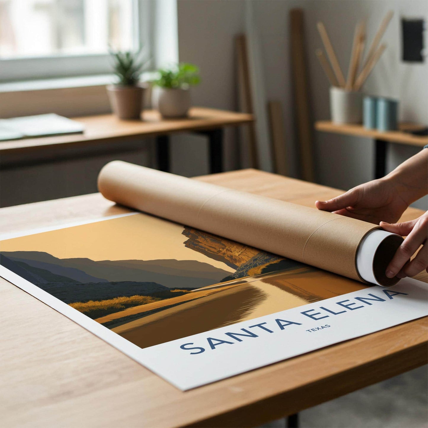 Santa Elena Poster - Texas Travel Art - Golden Canyon River Home Decor