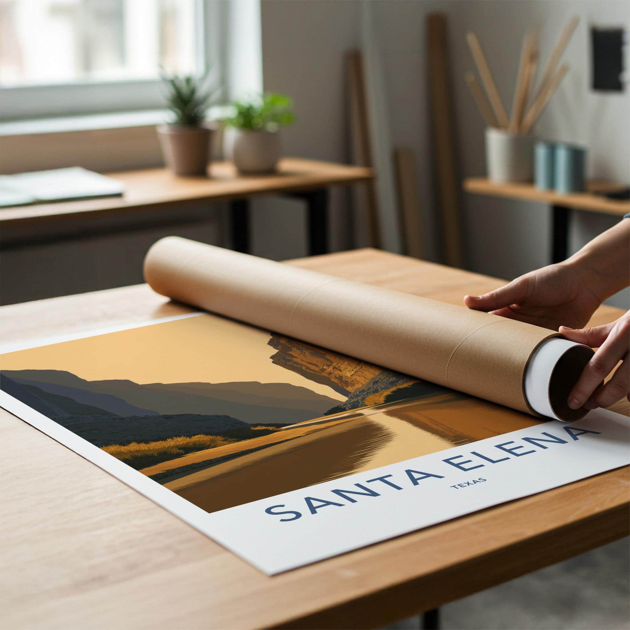 Santa Elena Poster - Texas Travel Art - Golden Canyon River Home Decor