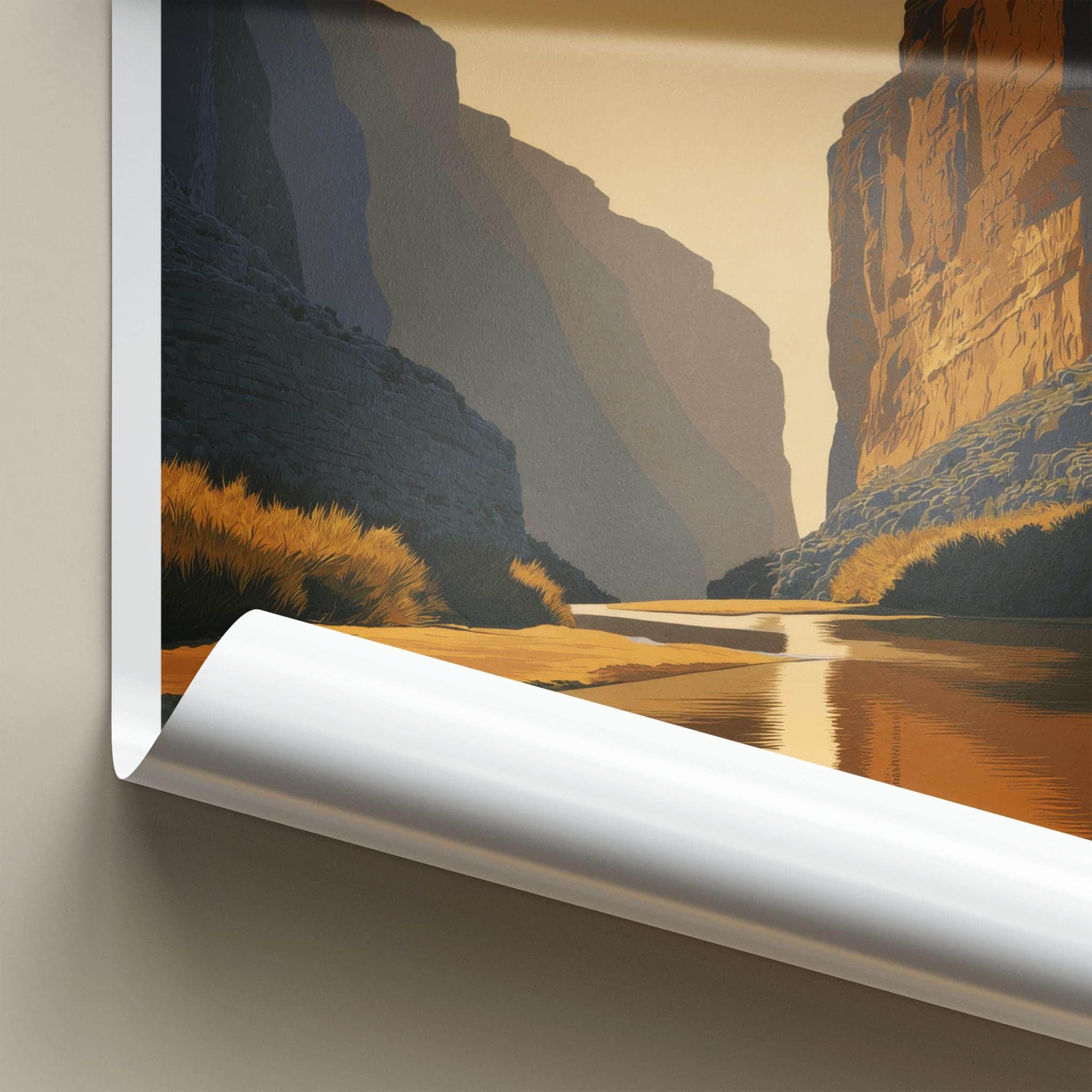 Santa Elena Poster - Texas Travel Art - Golden Canyon River Home Decor
