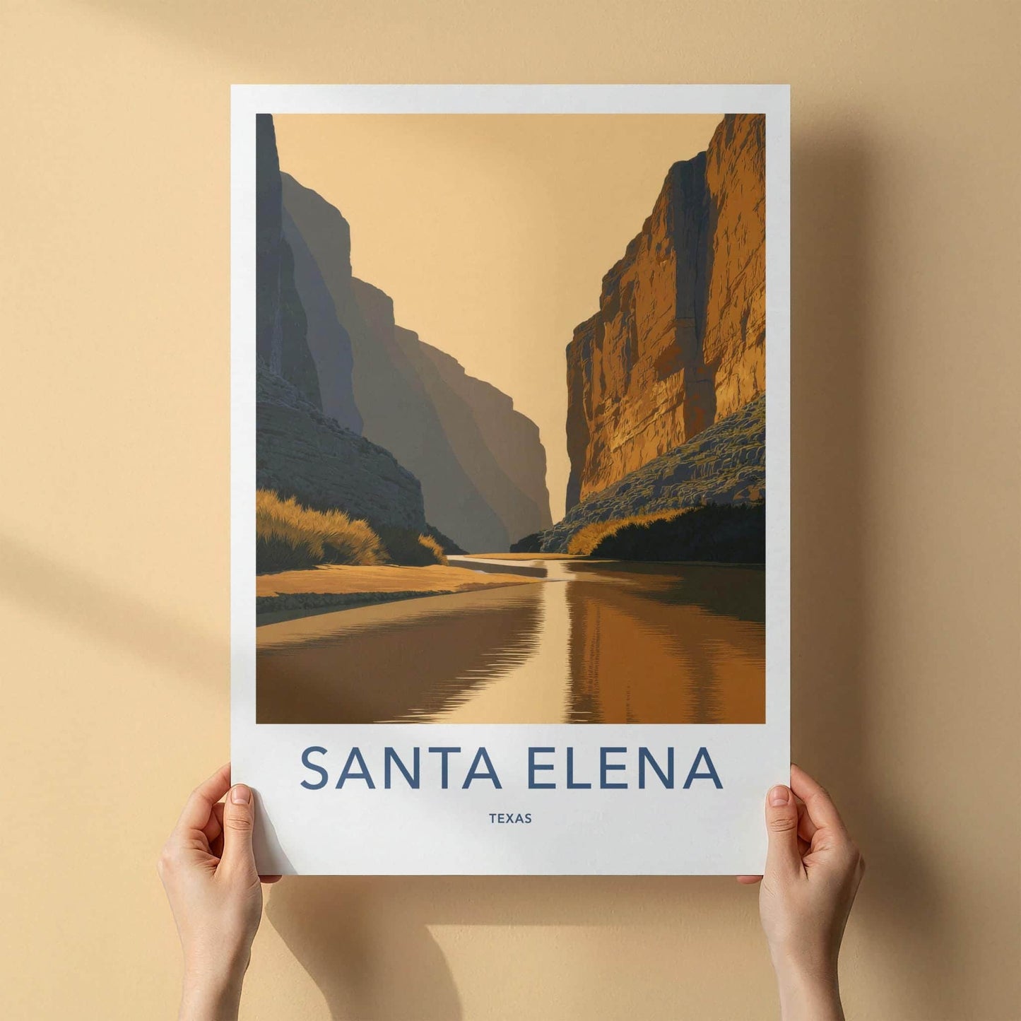 Santa Elena Poster - Texas Travel Art - Golden Canyon River Home Decor