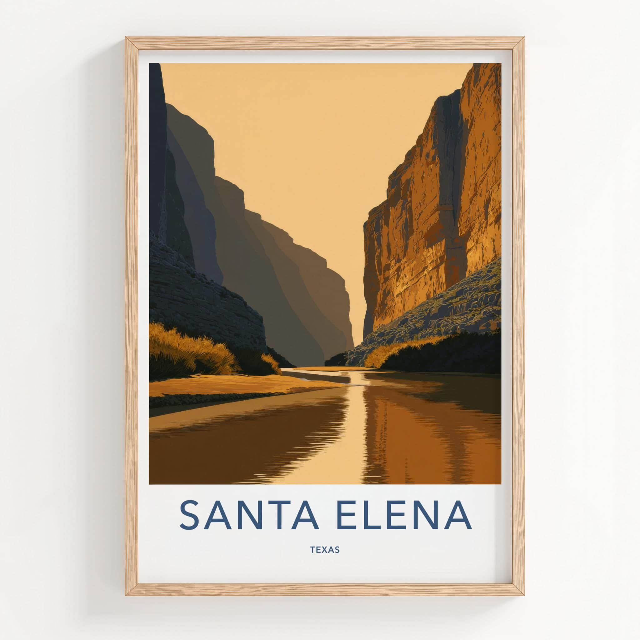 Santa Elena Poster - Texas Travel Art - Golden Canyon River Home Decor