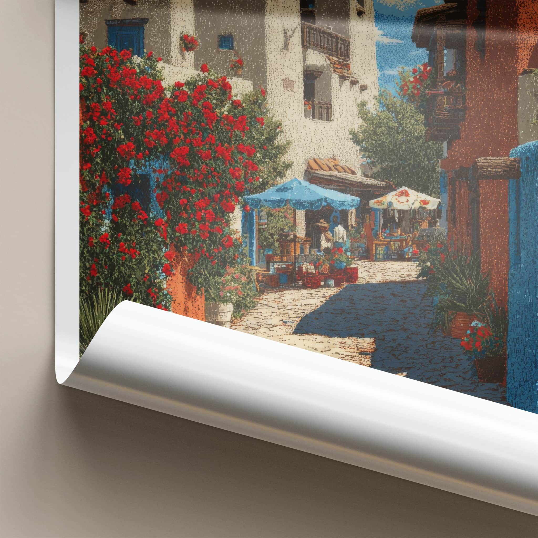 Santa Fe Poster - New Mexico Travel Art - Adobe Buildings Red Home Decor