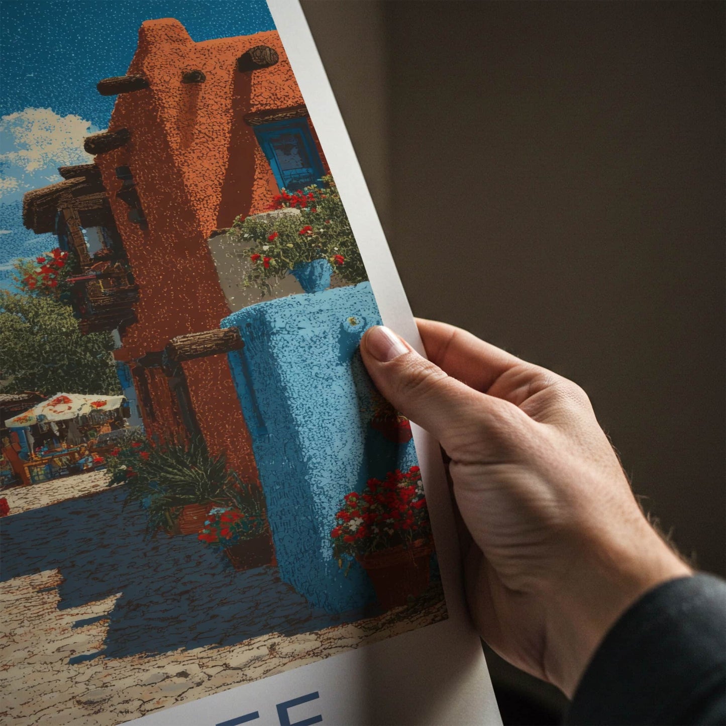 Santa Fe Poster - New Mexico Travel Art - Adobe Buildings Red Home Decor