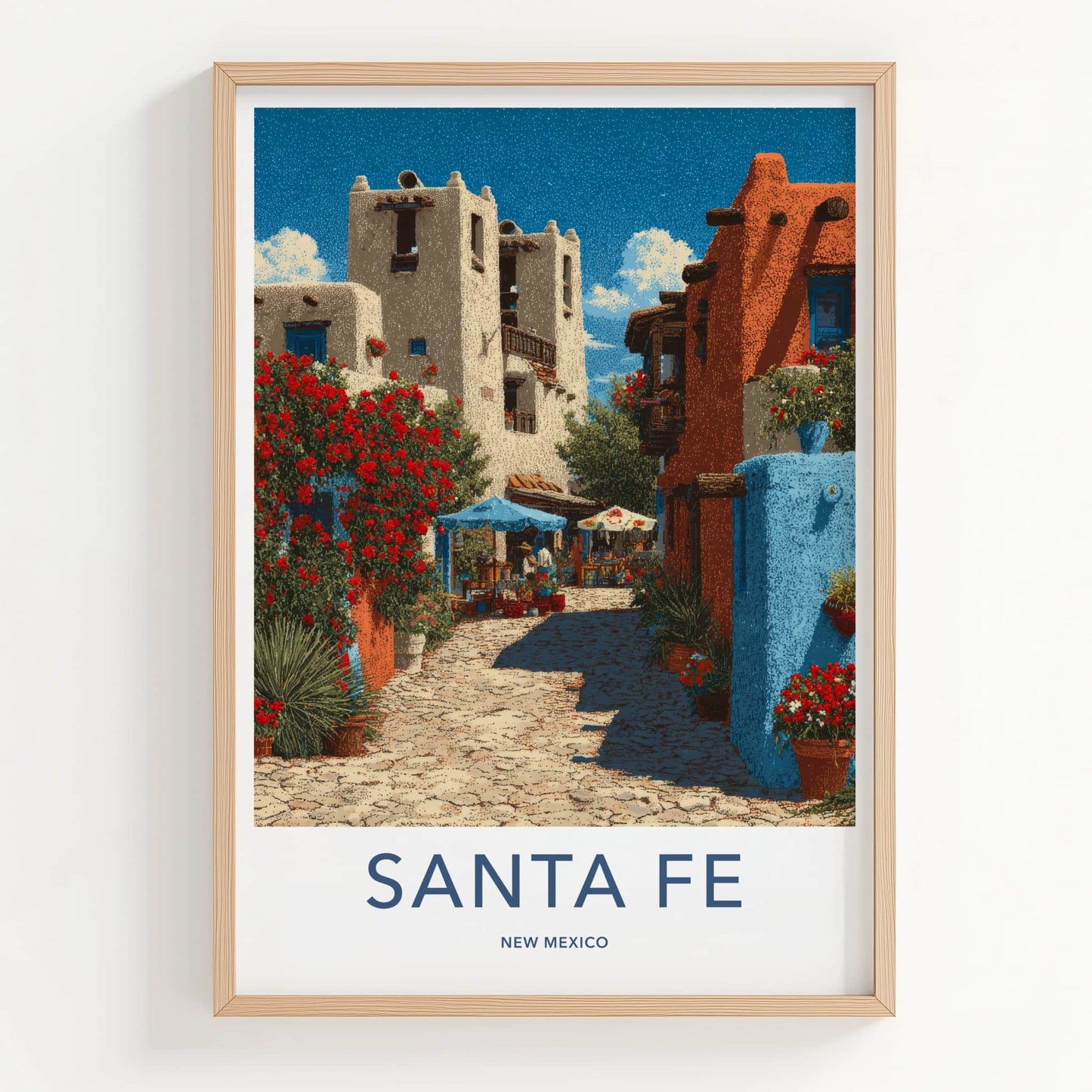 Santa Fe Poster - New Mexico Travel Art - Adobe Buildings Red Home Decor