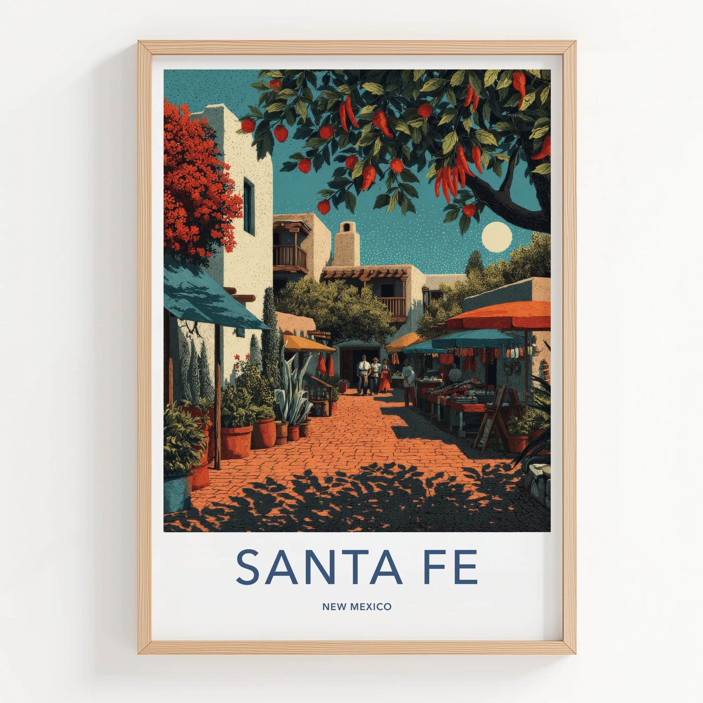 Santa Fe Poster - New Mexico Wall Art - Street Market Lively Home Decor