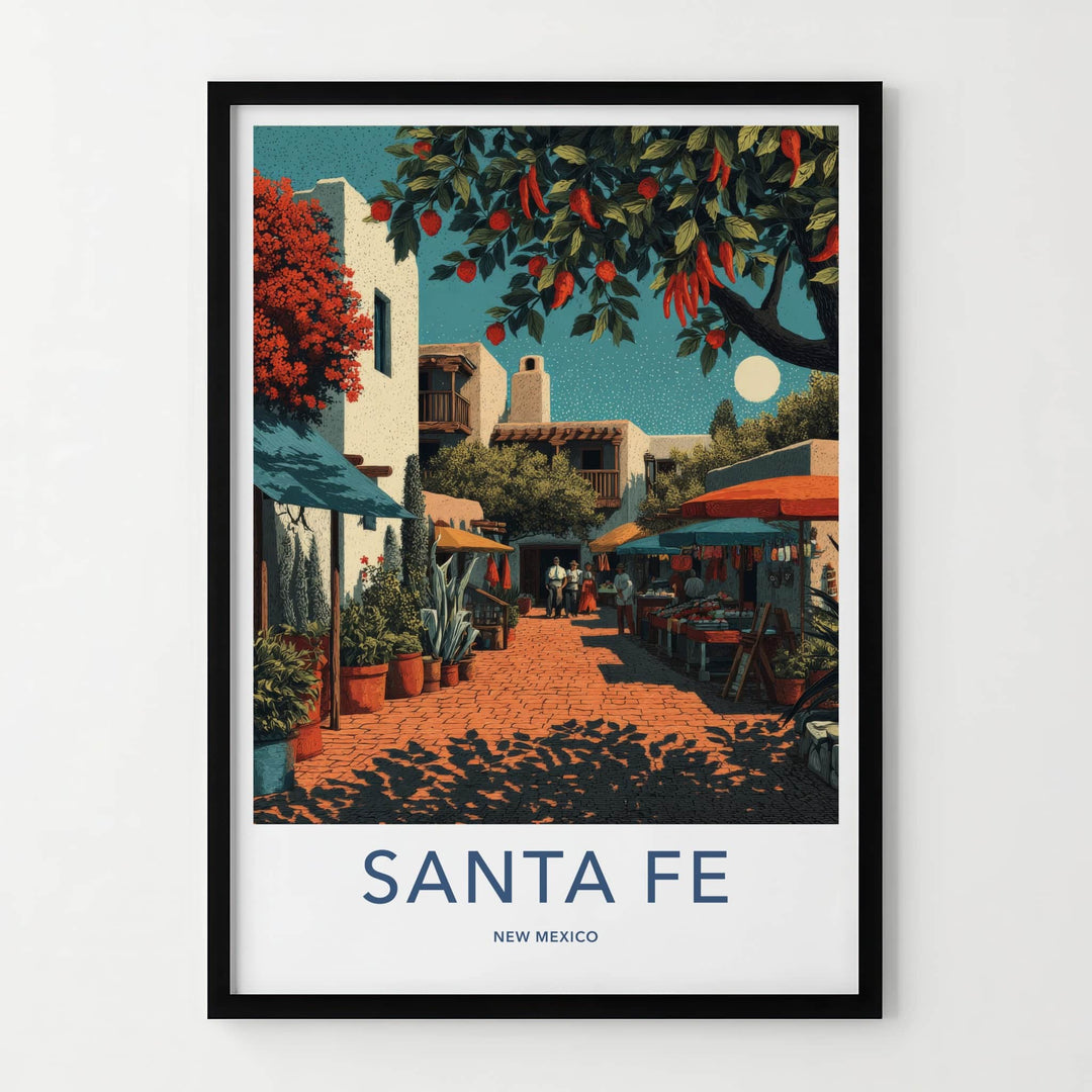 Santa Fe Poster - New Mexico Wall Art - Street Market Lively Home Decor