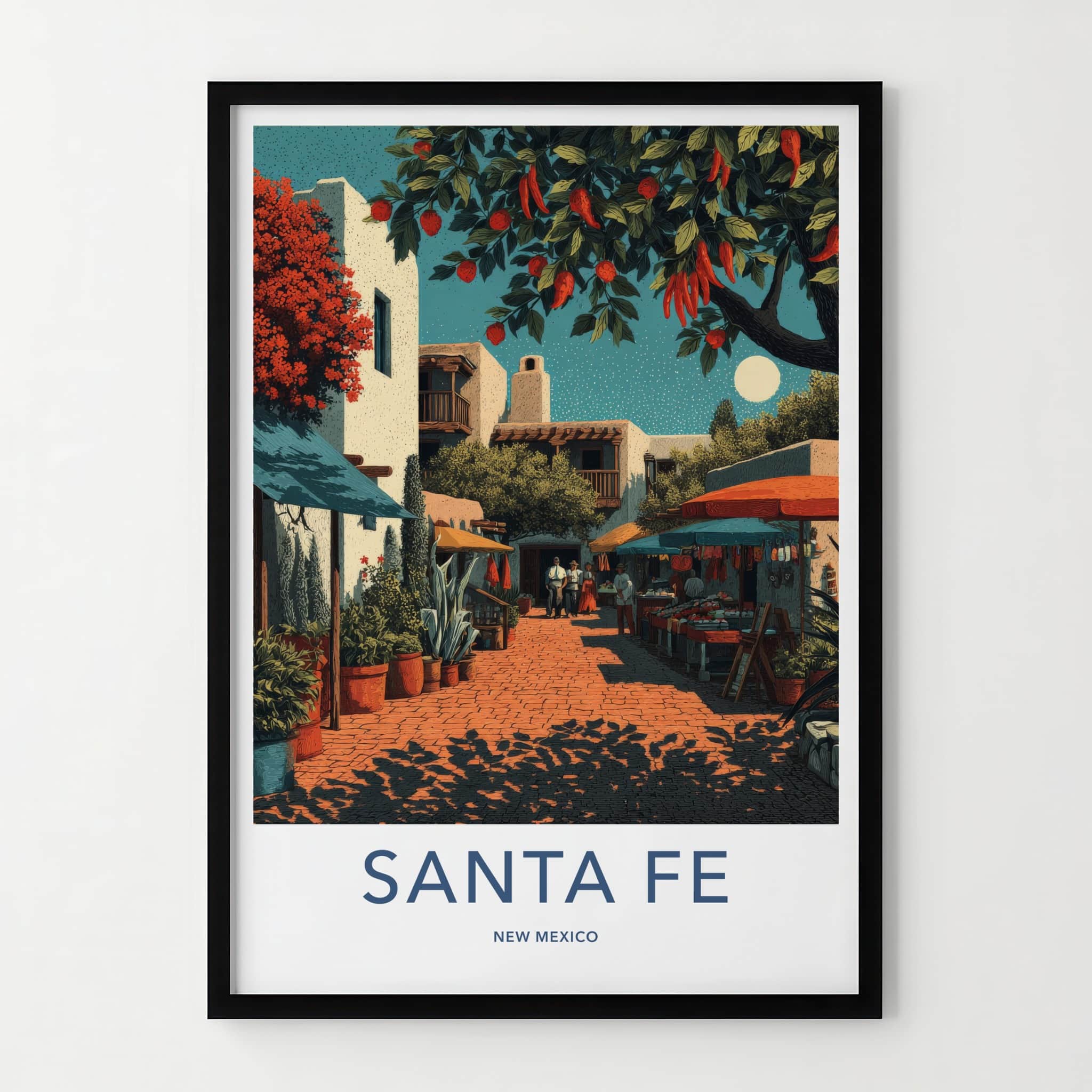 Santa Fe Poster - New Mexico Wall Art - Street Market Lively Home Decor