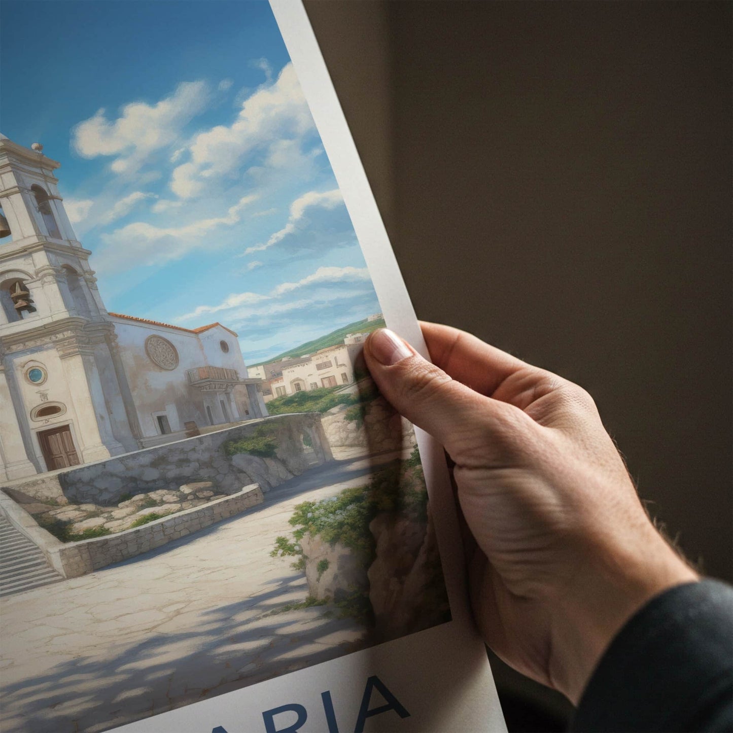 Santa Maria Poster - Italy Travel Art - Bell Towers Steps Home Decor