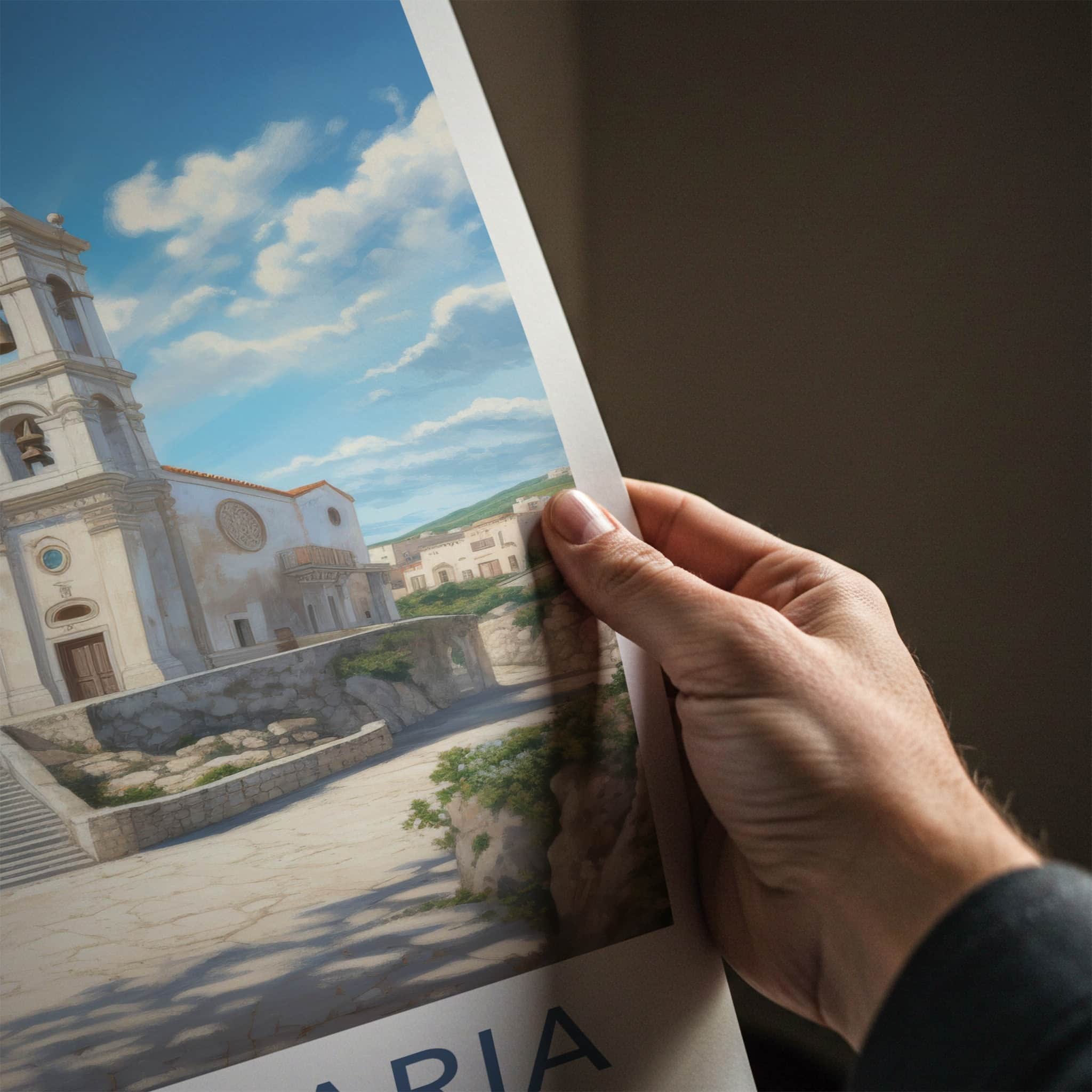 Santa Maria Poster - Italy Travel Art - Bell Towers Steps Home Decor