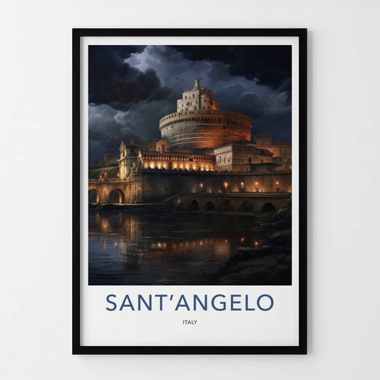 SantAngelo Poster - Italy Travel Art - Stormy Castle River Home Decor