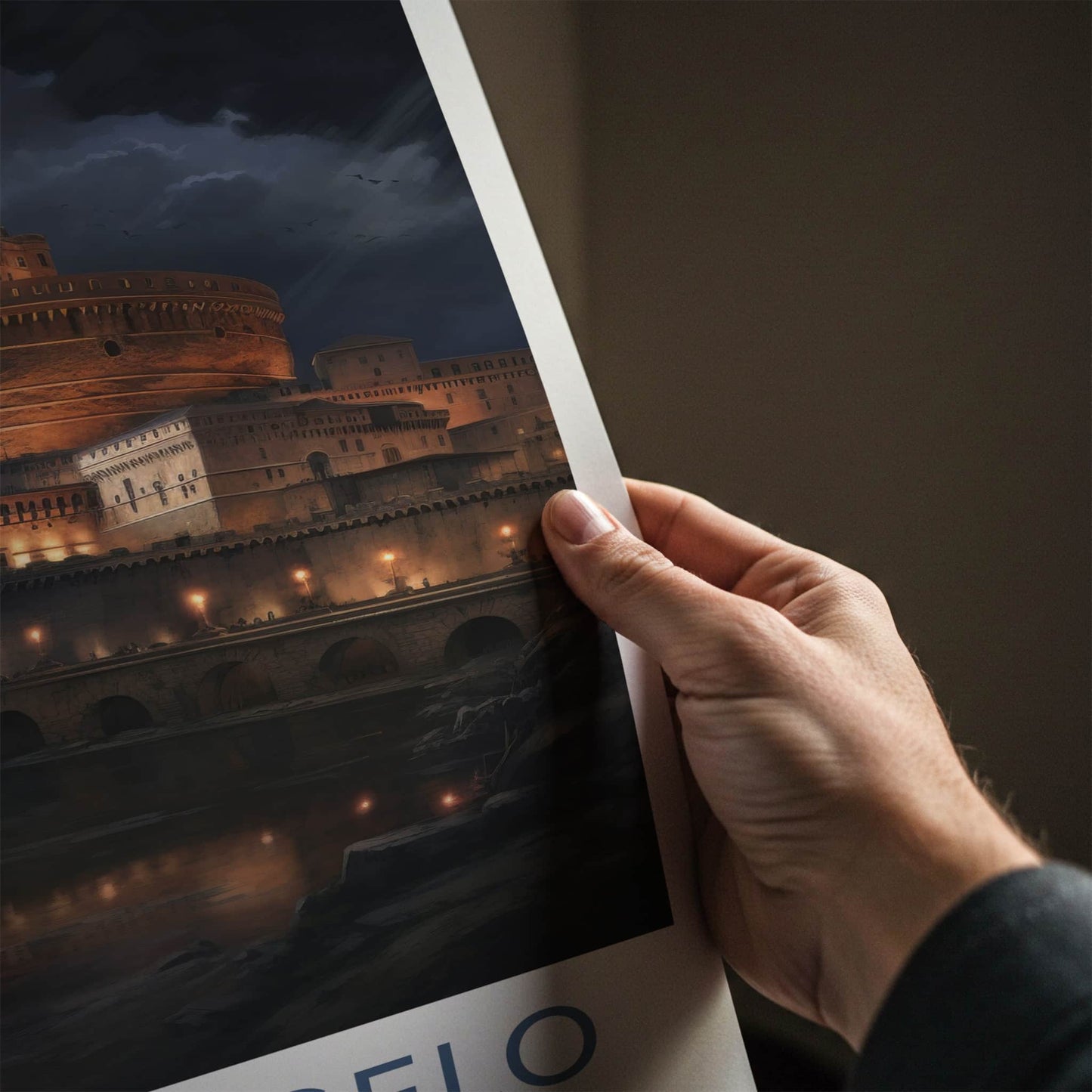 SantAngelo Poster - Italy Travel Art - Stormy Castle River Home Decor