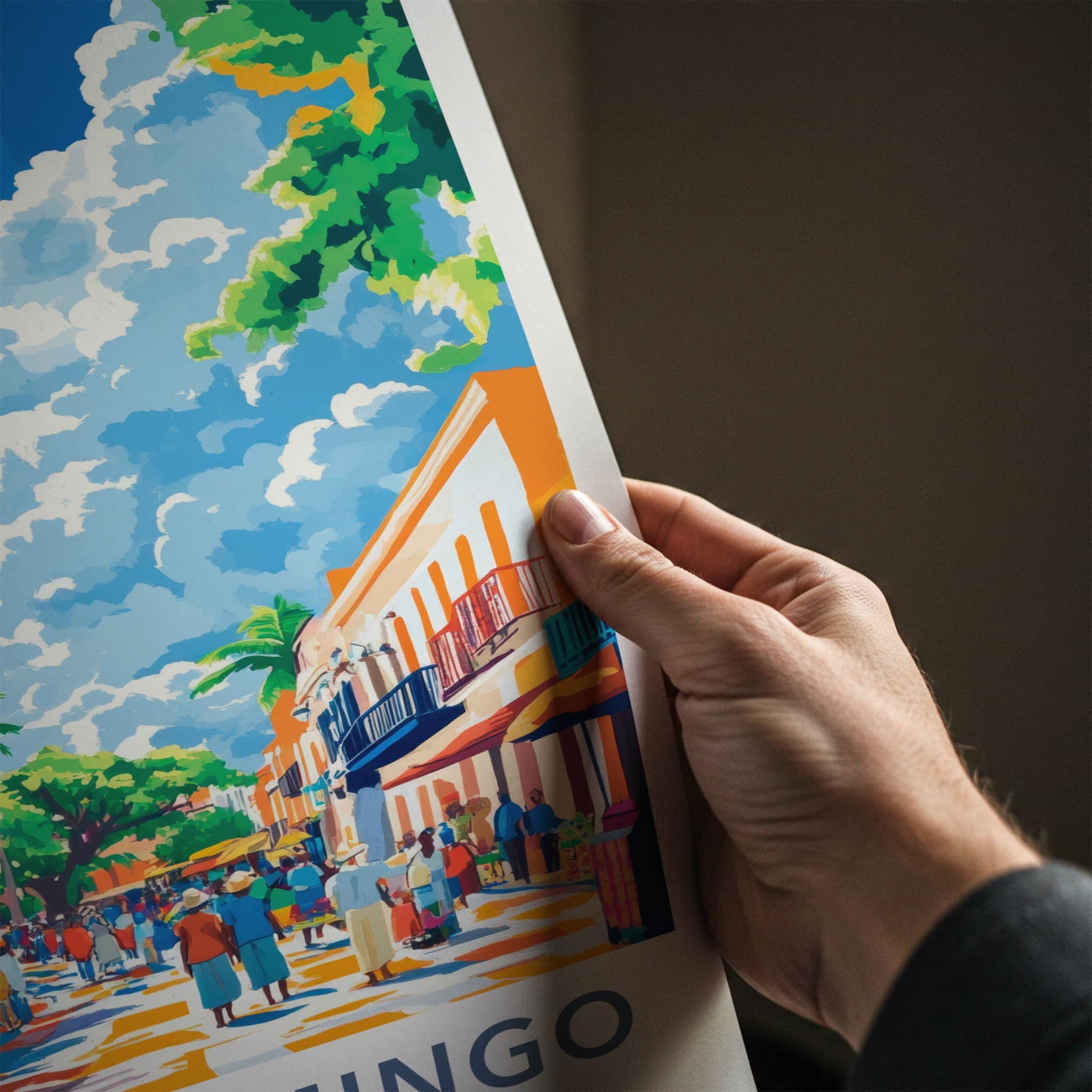 Santo Domingo Poster - Dominican Republic Travel Art - Vibrant City Street Home Decor