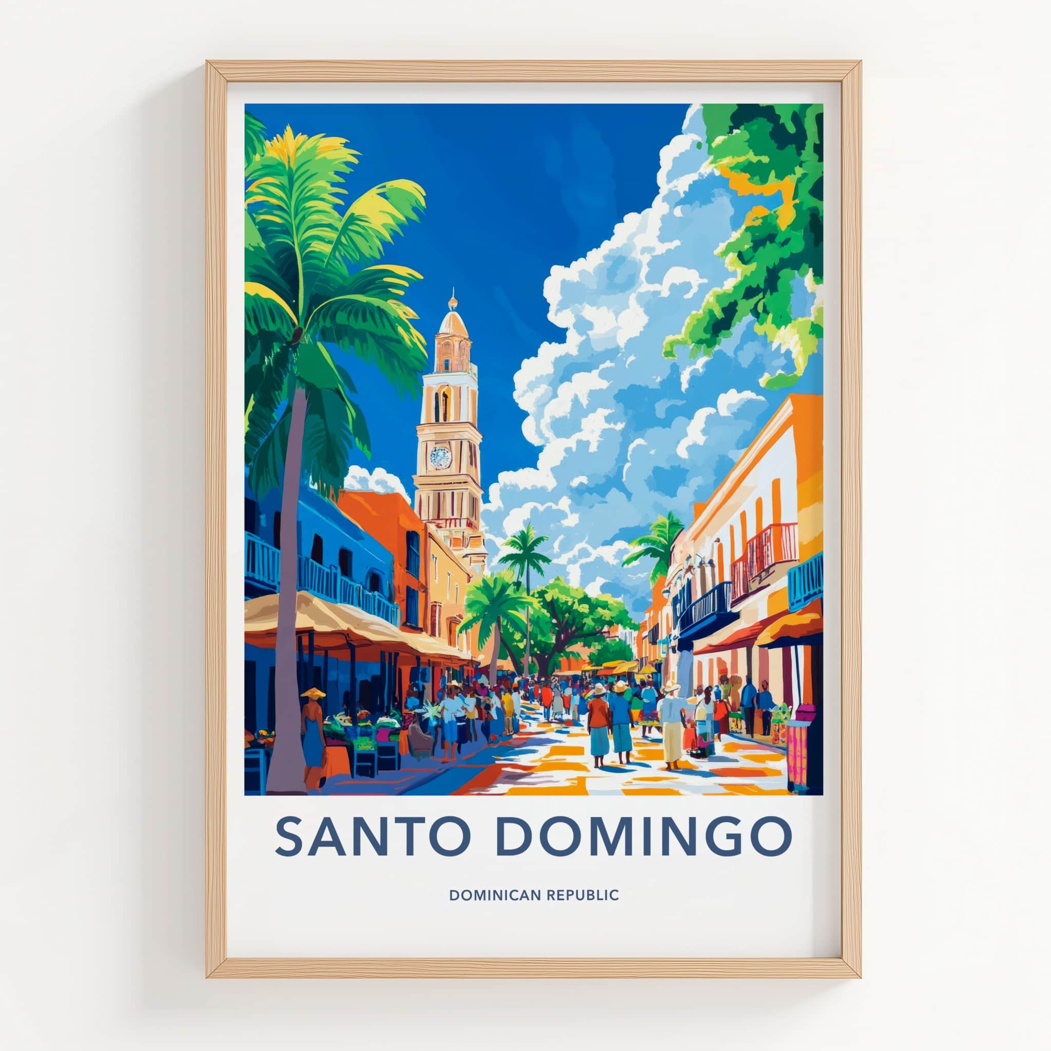Santo Domingo Poster - Dominican Republic Travel Art - Vibrant City Street Home Decor