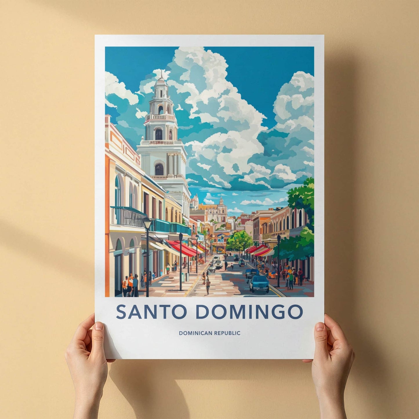 Santo Domingo Poster - Dominican Republic Travel Art - Vibrant City Street Home Decor