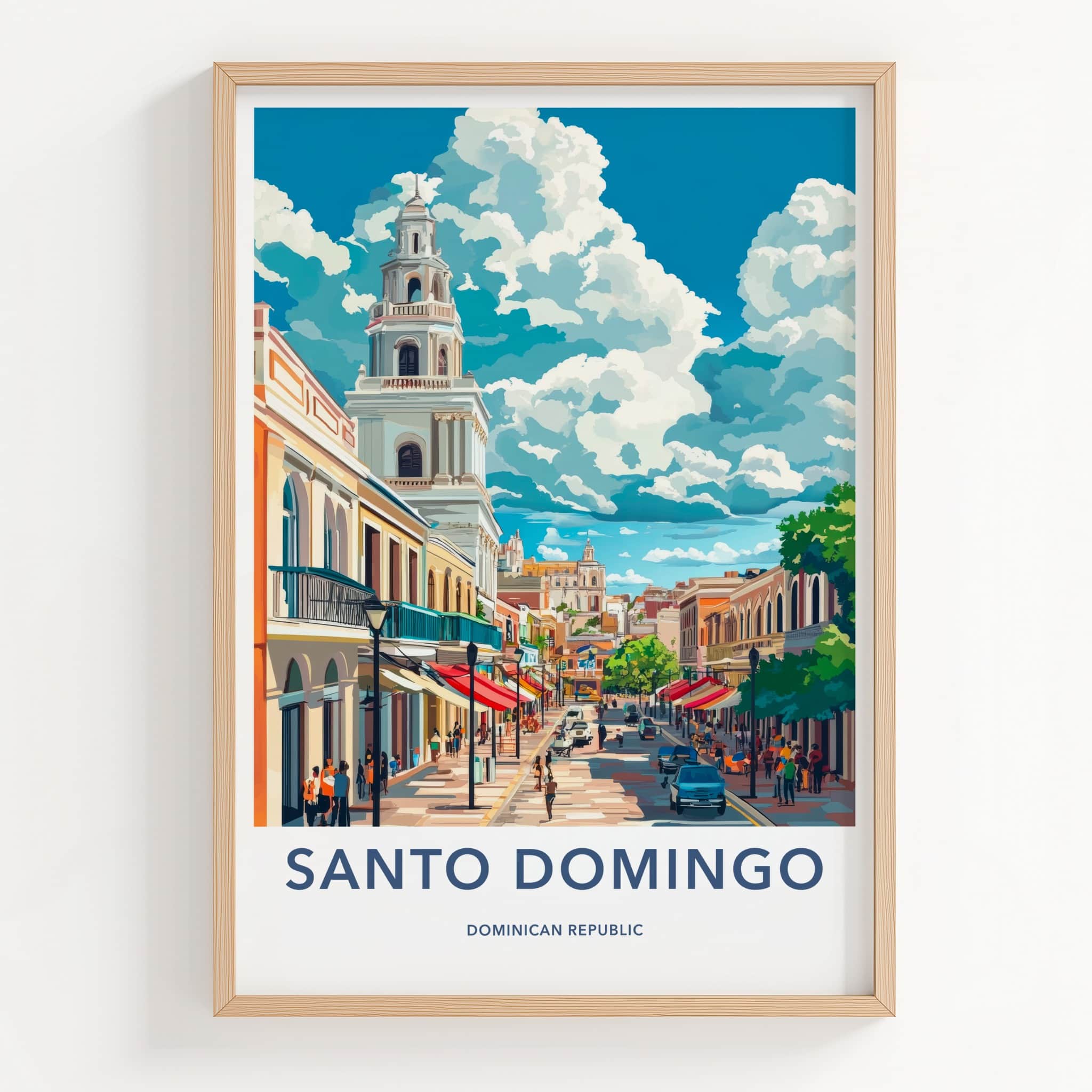 Santo Domingo Poster - Dominican Republic Travel Art - Vibrant City Street Home Decor