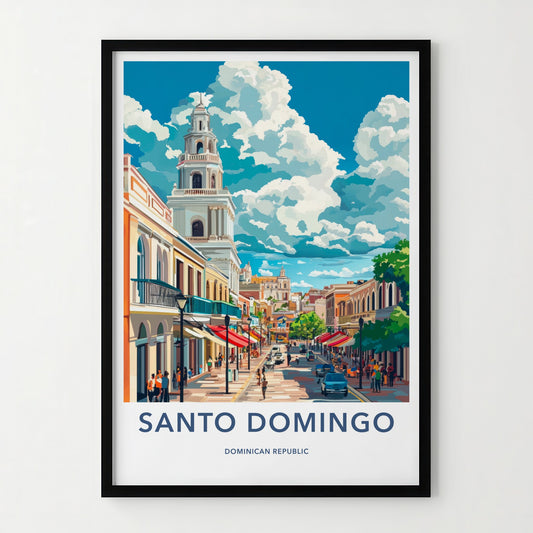 Santo Domingo Poster - Dominican Republic Travel Art - Vibrant City Street Home Decor