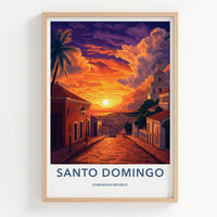 Santo Domingo Poster - Dominican Republic Travel Art - Vibrant City Sunset Gift