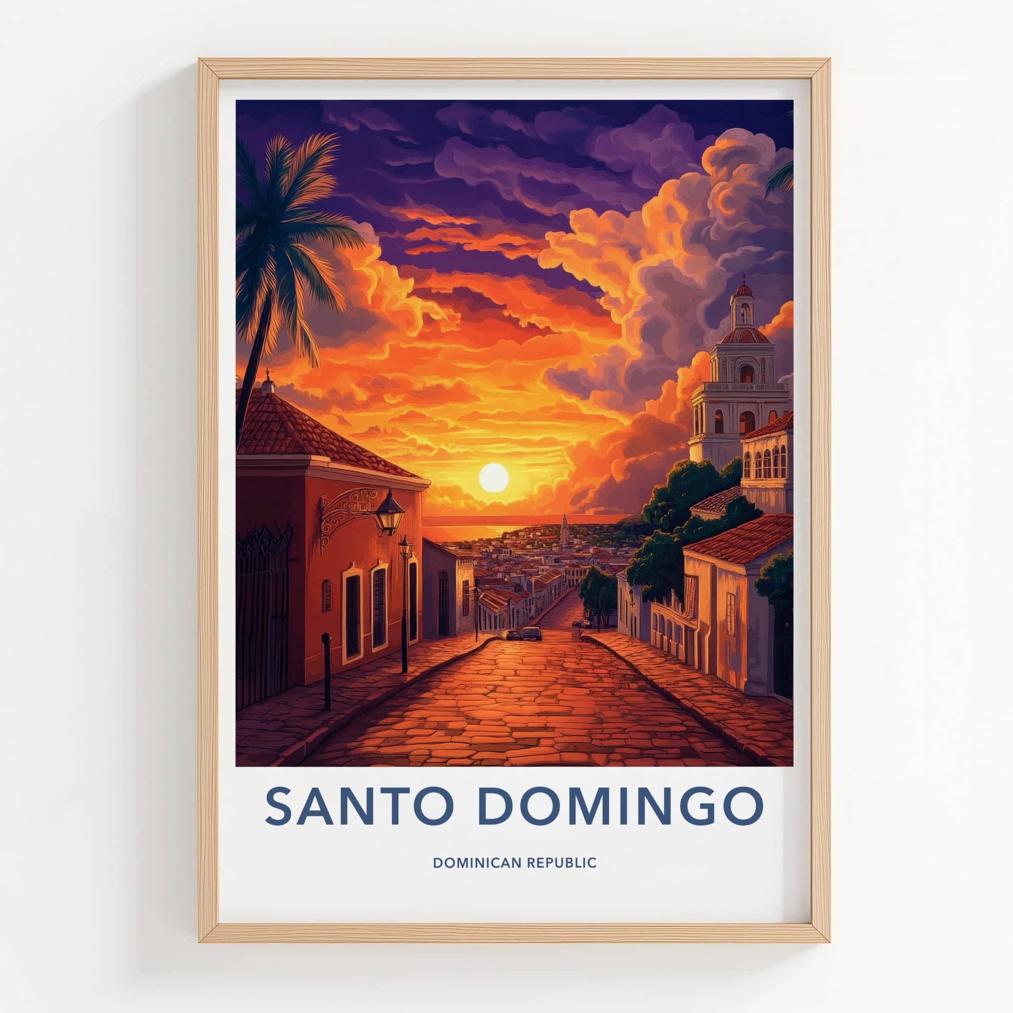 Santo Domingo Poster - Dominican Republic Travel Art - Vibrant City Sunset Gift