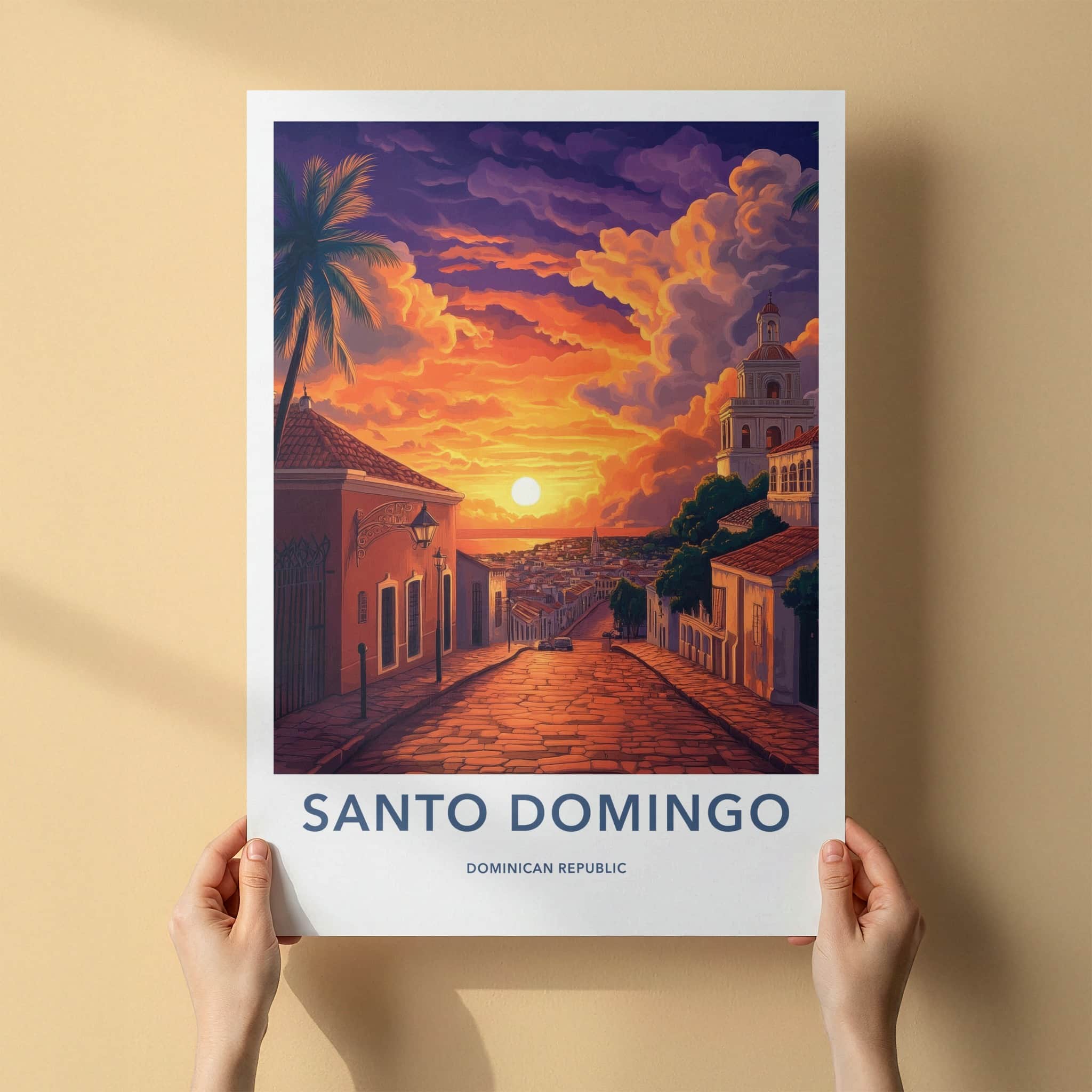 Santo Domingo Poster - Dominican Republic Travel Art - Vibrant City Sunset Gift