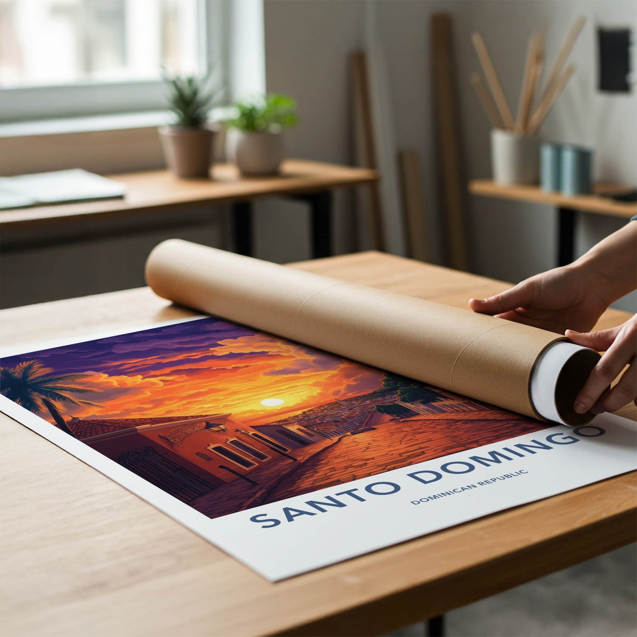 Santo Domingo Poster - Dominican Republic Travel Art - Vibrant City Sunset Gift