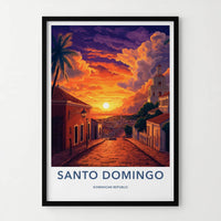 Santo Domingo Poster - Dominican Republic Travel Art - Vibrant City Sunset Gift