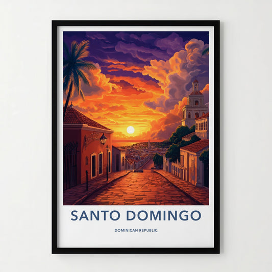 Santo Domingo Poster - Dominican Republic Travel Art - Vibrant City Sunset Gift