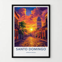 Santo Domingo Poster - Dominican Republic Travel Art - Vibrant City Sunset Home Decor