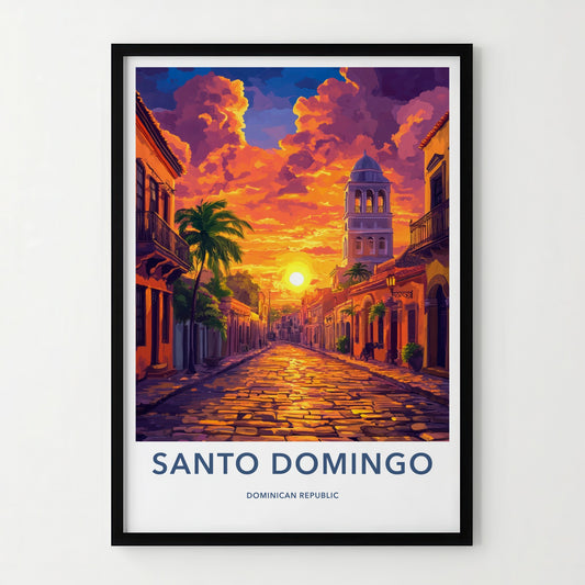 Santo Domingo Poster - Dominican Republic Travel Art - Vibrant City Sunset Home Decor