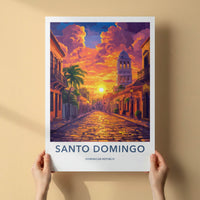 Santo Domingo Poster - Dominican Republic Travel Art - Vibrant City Sunset Home Decor