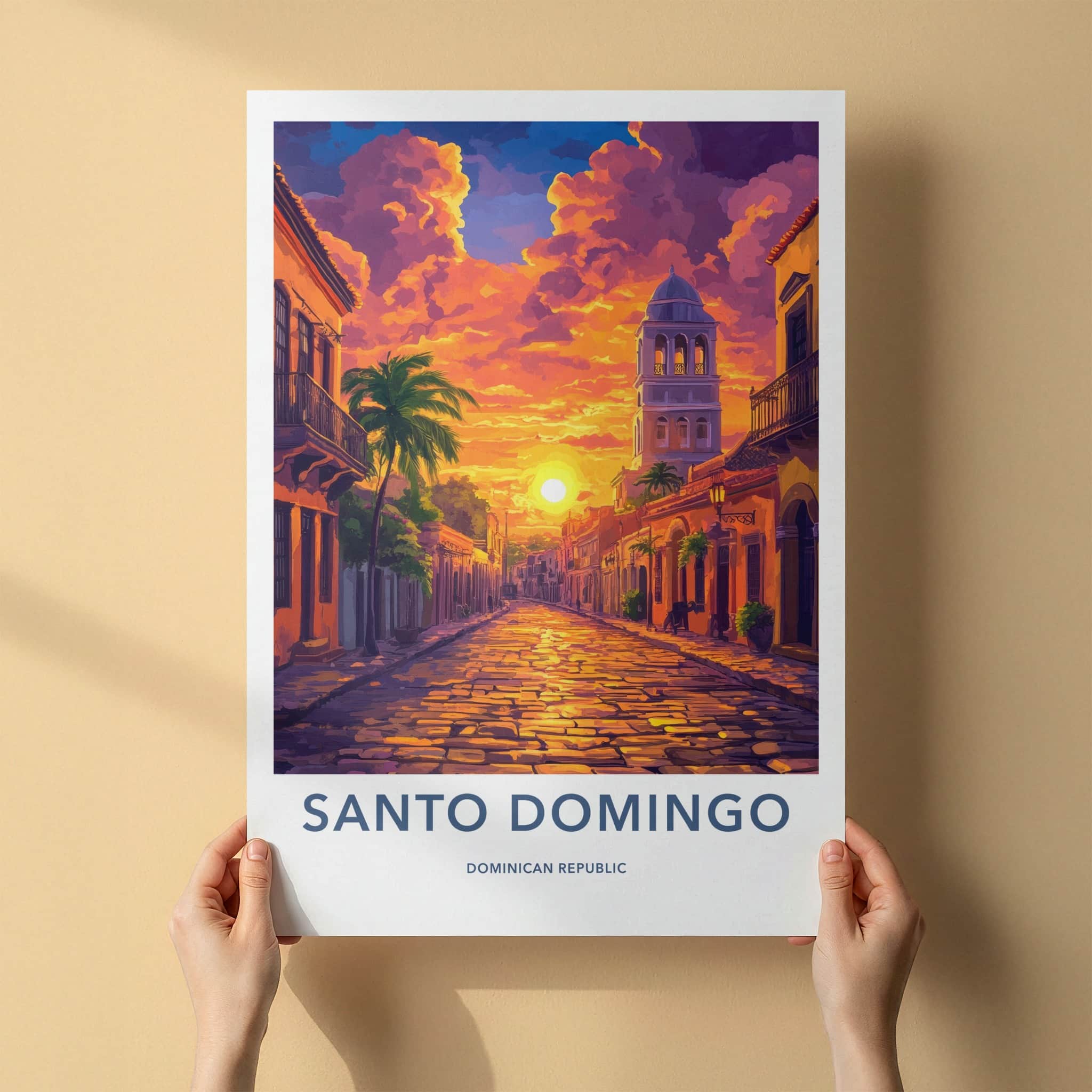 Santo Domingo Poster - Dominican Republic Travel Art - Vibrant City Sunset Home Decor