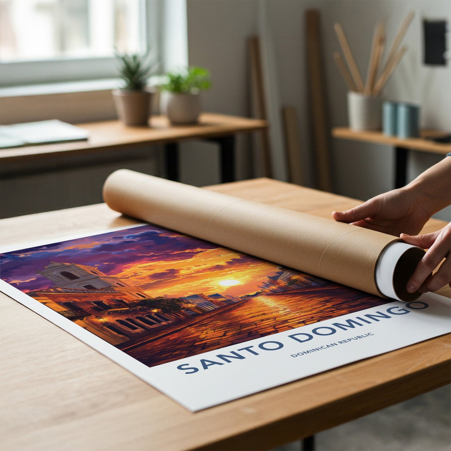 Santo Domingo Poster - Dominican Republic Travel Art - Vibrant Street Sunset Home Decor