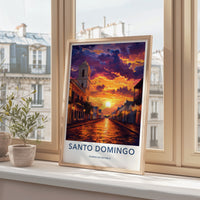 Santo Domingo Poster - Dominican Republic Travel Art - Vibrant Street Sunset Home Decor