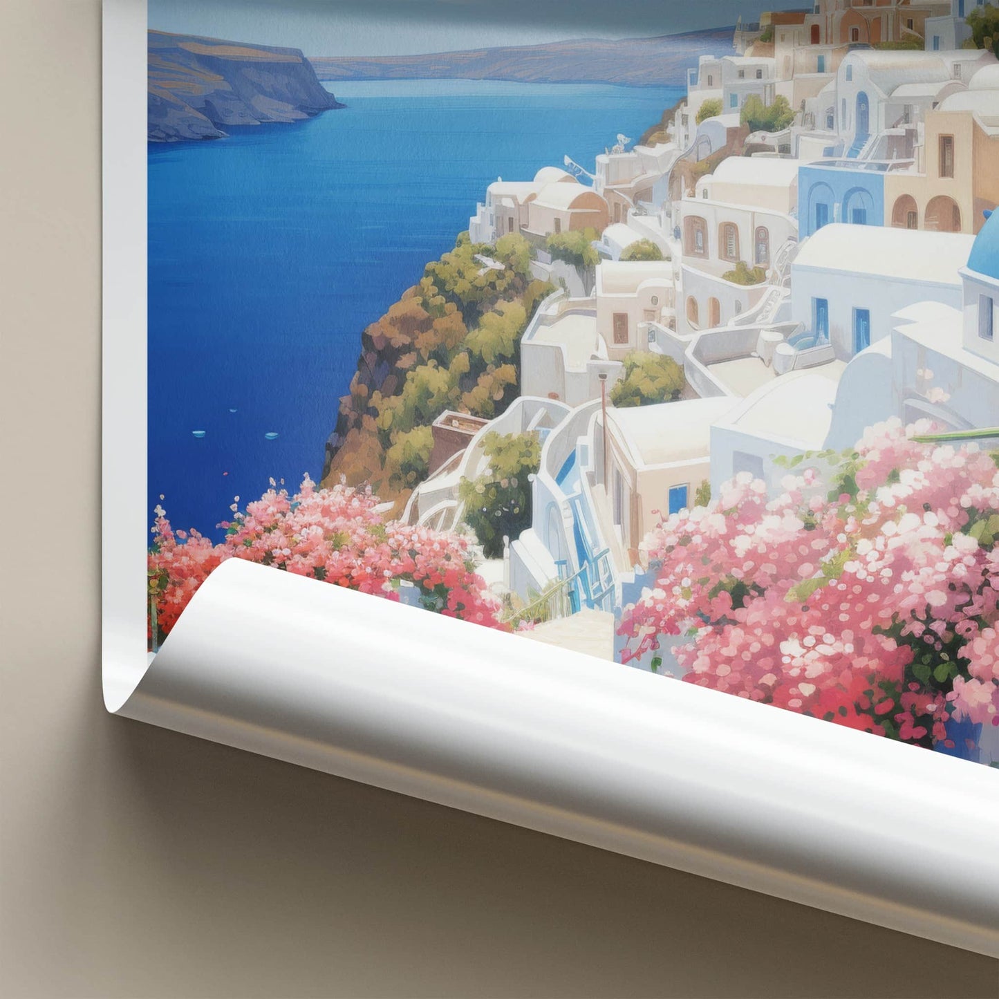 Santorini Poster - Greece Travel Art - Island Townscape View Home Decor