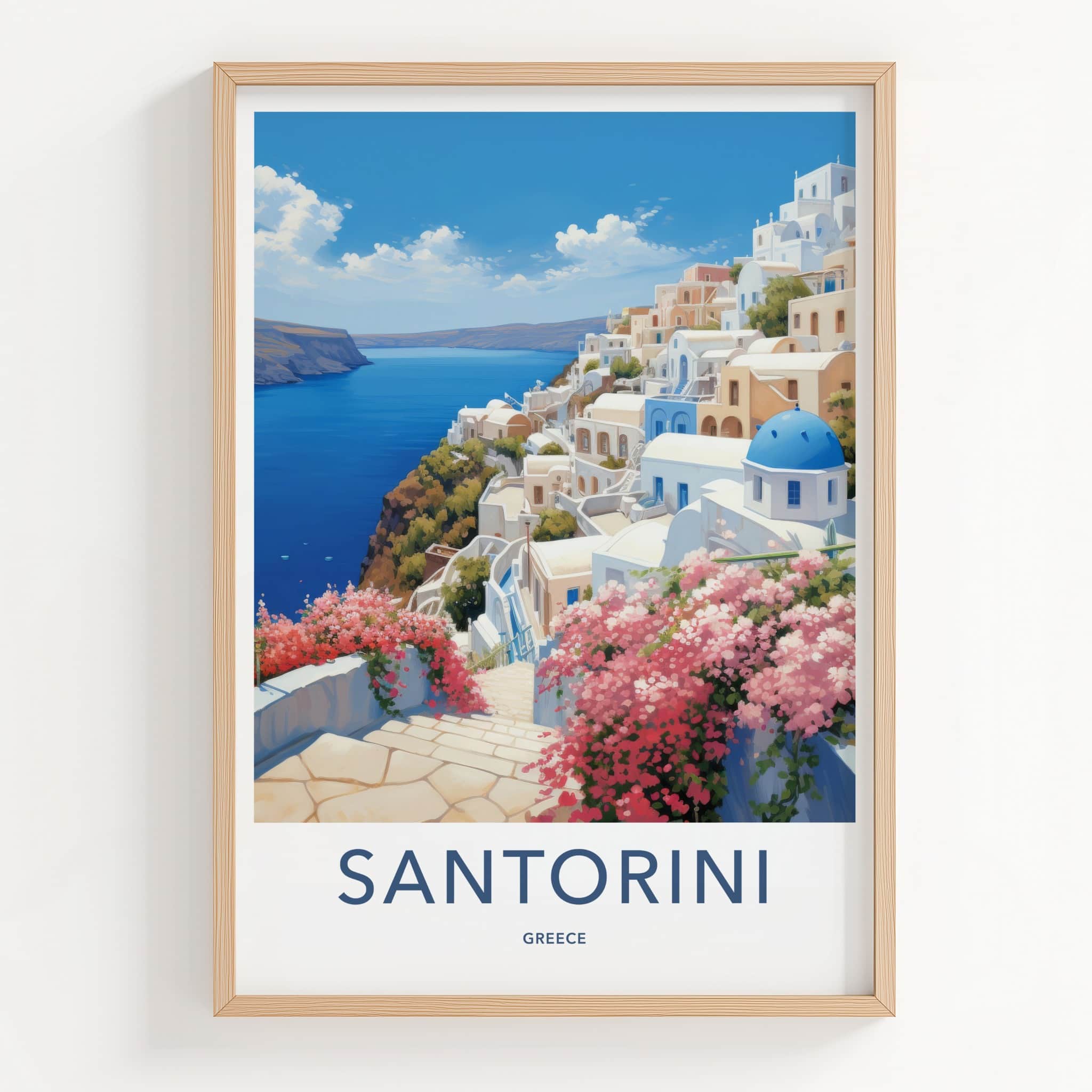 Santorini Poster - Greece Travel Art - Island Townscape View Home Decor
