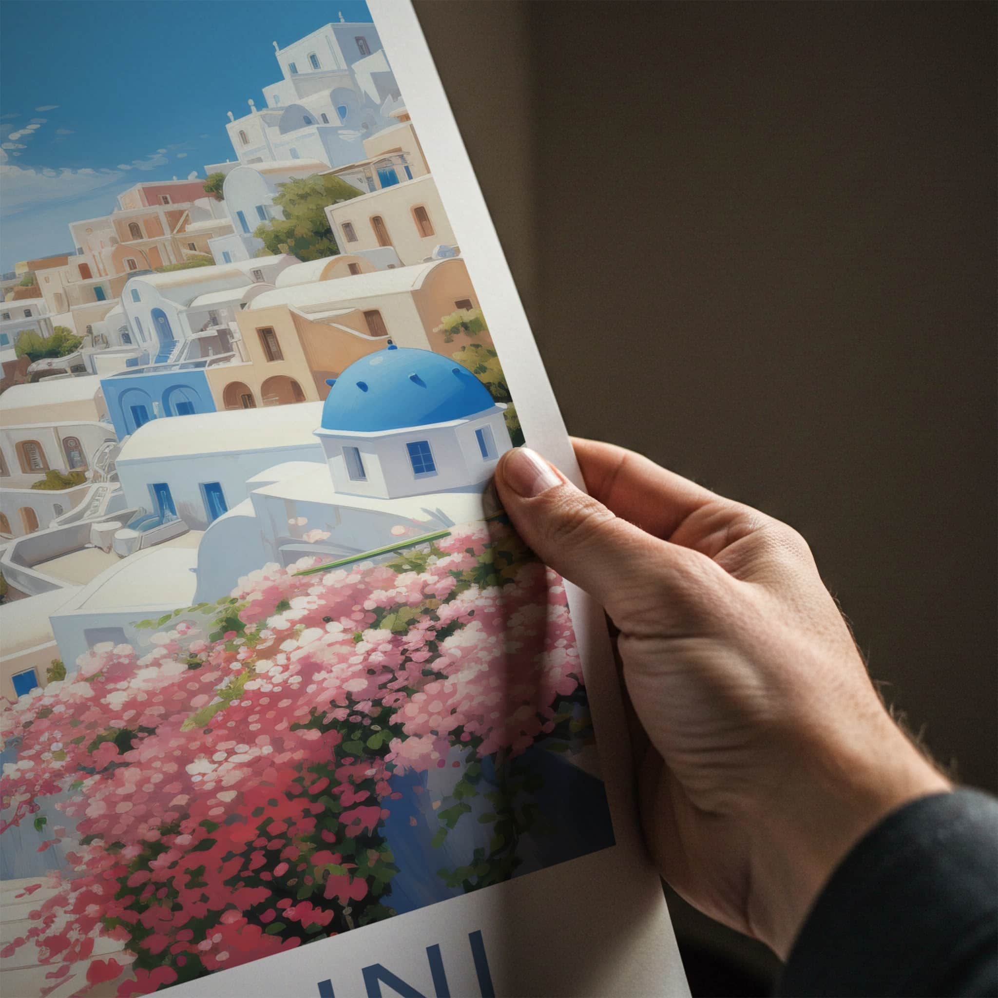 Santorini Poster - Greece Travel Art - Island Townscape View Home Decor