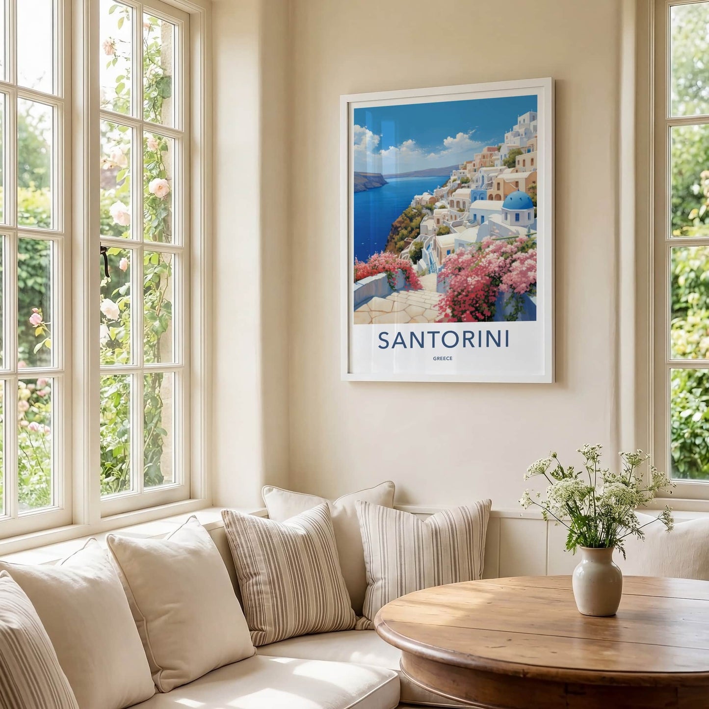 Santorini Poster - Greece Travel Art - Island Townscape View Home Decor