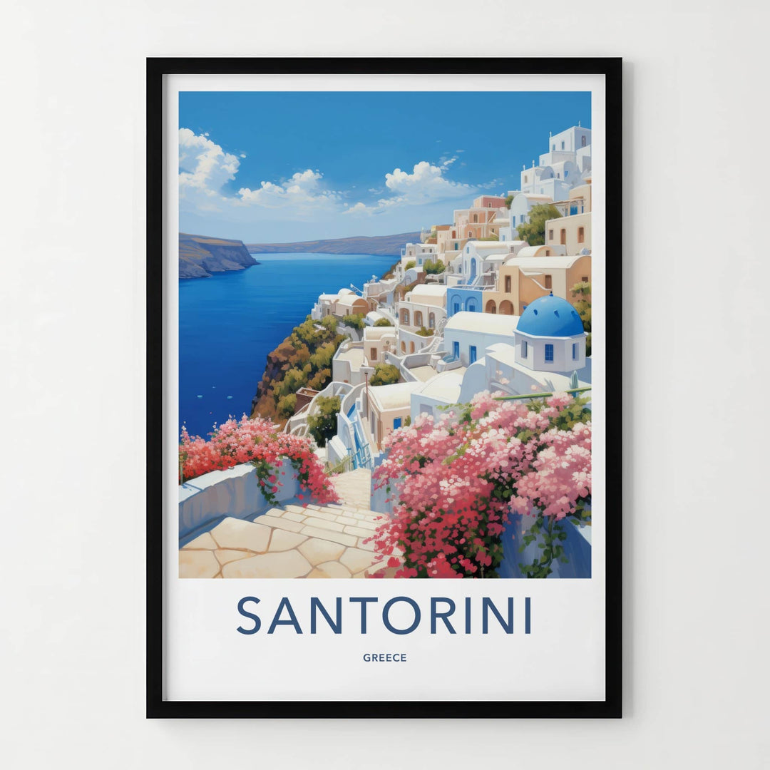 Santorini Poster - Greece Travel Art - Island Townscape View Home Decor