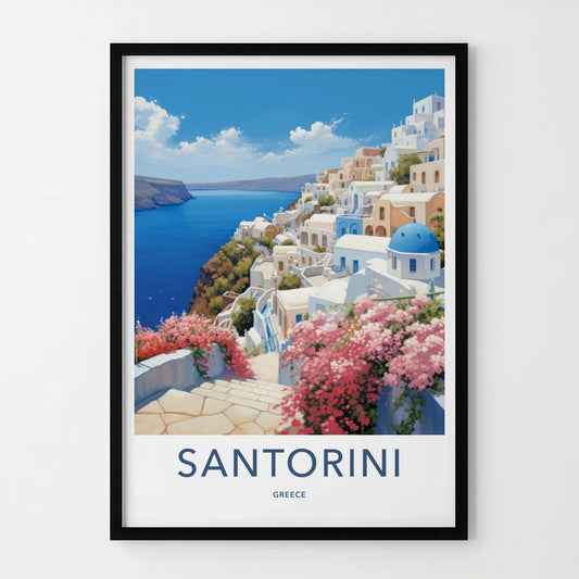 Santorini Poster - Greece Travel Art - Island Townscape View Home Decor