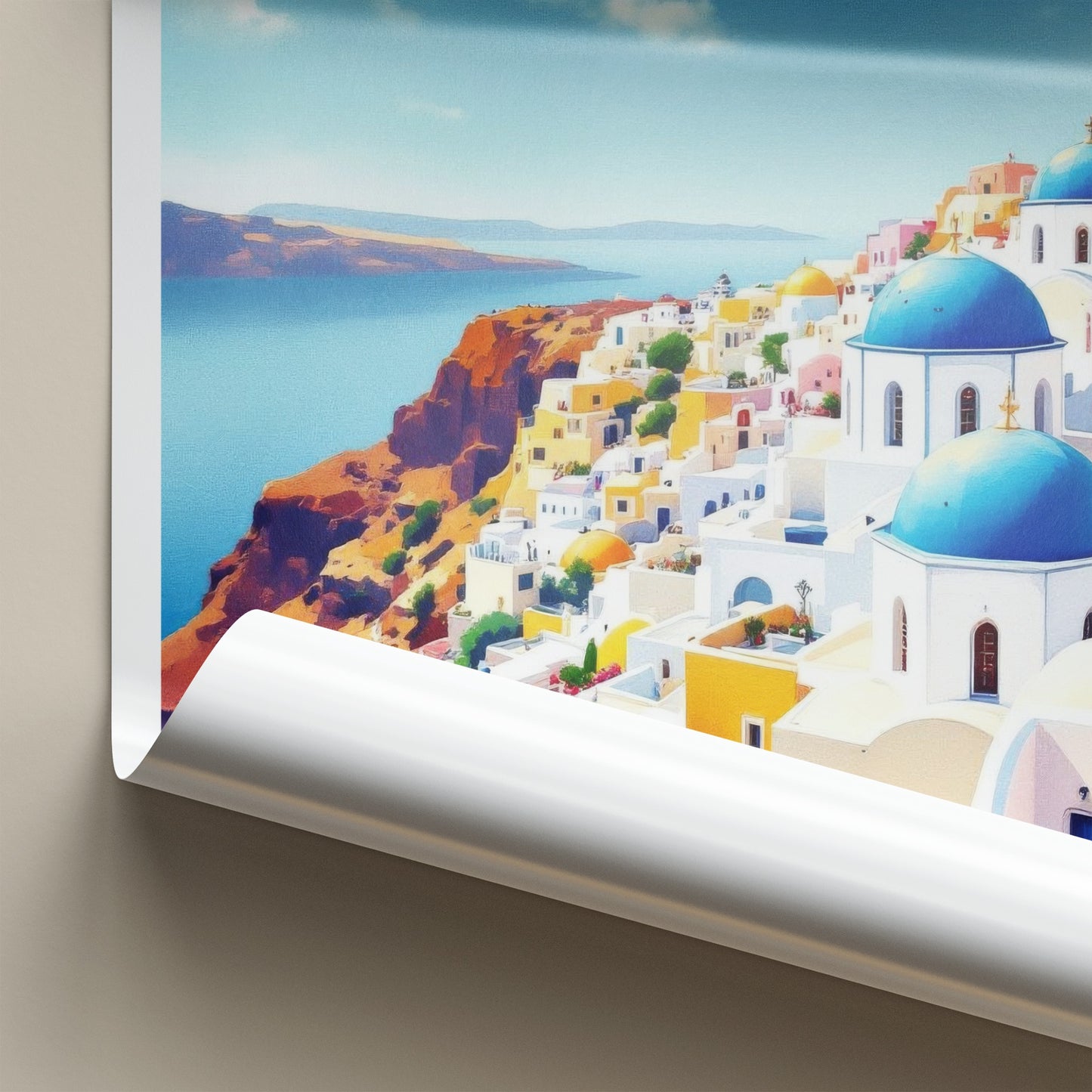 Santorini Poster - Greece Travel Art - Mediterranean Coast Home Decor