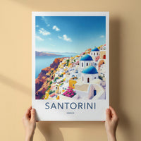 Santorini Poster - Greece Travel Art - Mediterranean Coast Home Decor