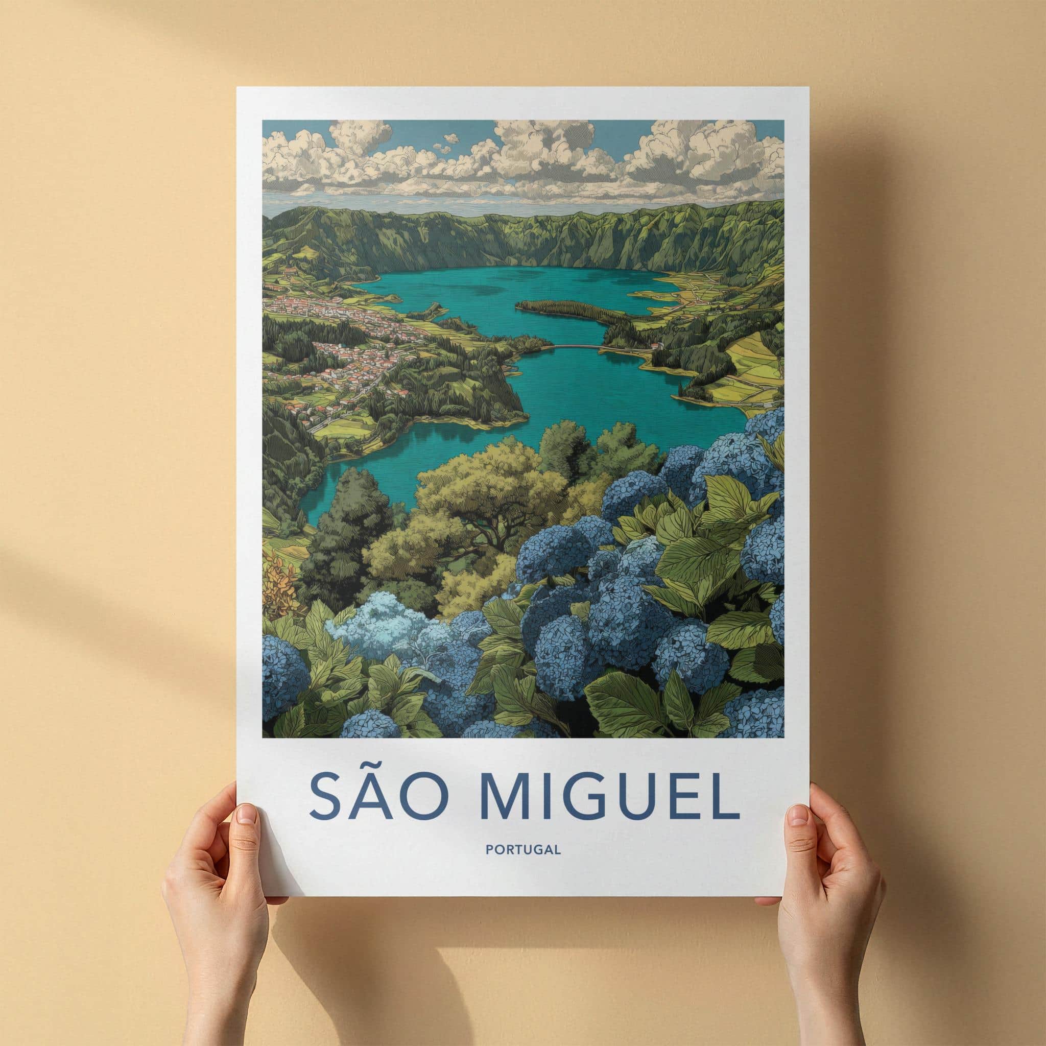 Sao Miguel Poster - Portugal Art Print - Volcanic Caldera Lake Gallery Art