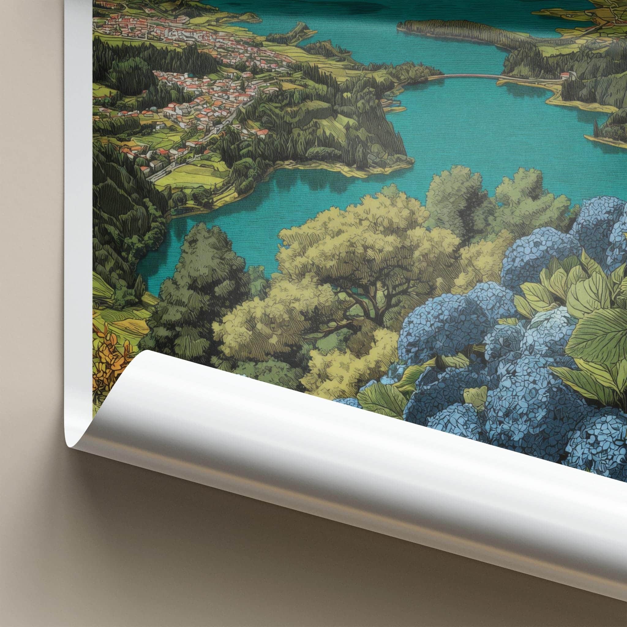 Sao Miguel Poster - Portugal Art Print - Volcanic Caldera Lake Gallery Art