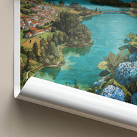 Sao Miguel Poster - Portugal Travel Art - Hydrangea Lakeside Village Home Decor